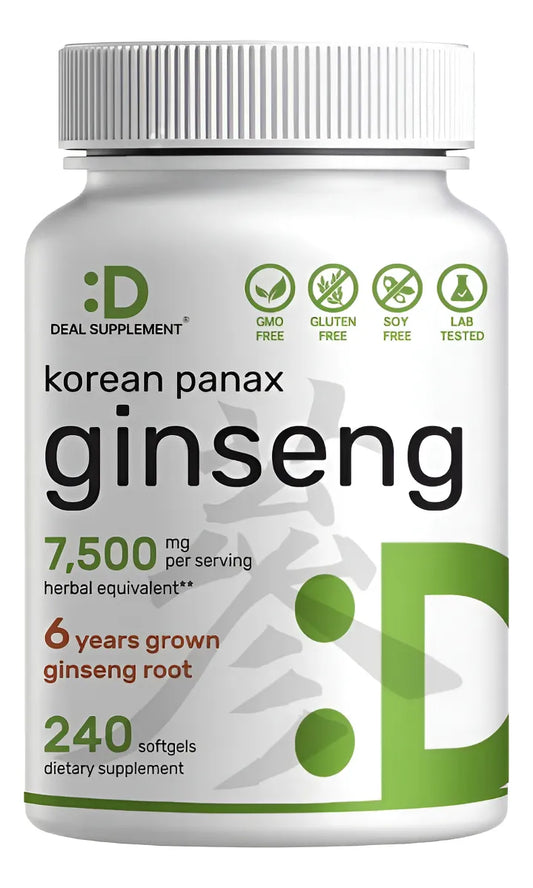 Ginseng Panax Coreano | 75000 Mg | 240 capsulas