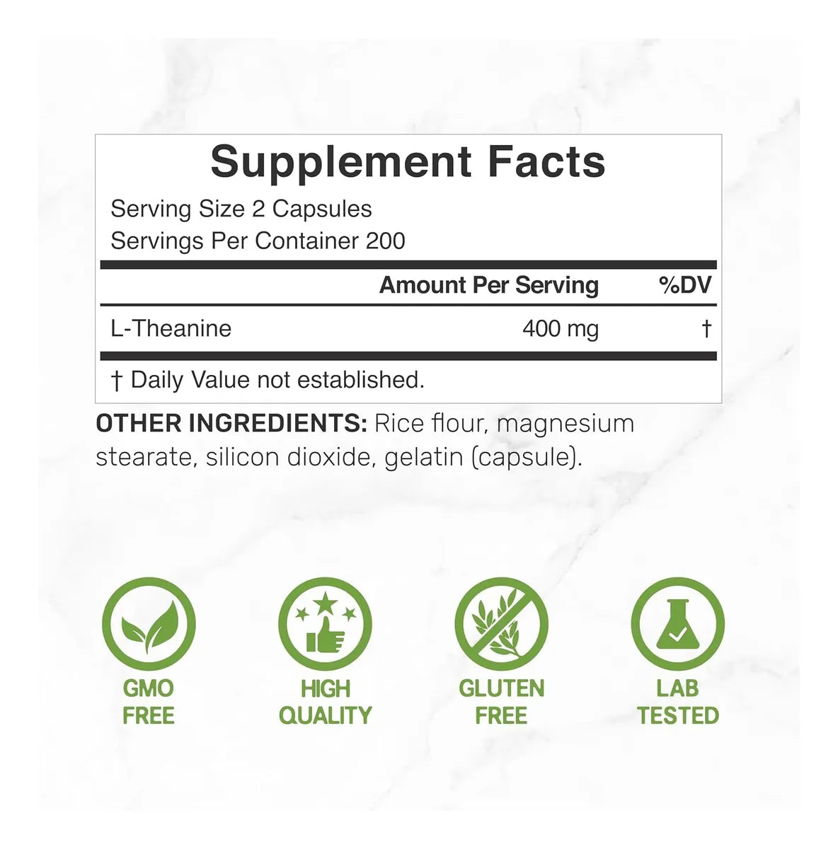 L-teanina | 400 Mg | 400 Cápsulas