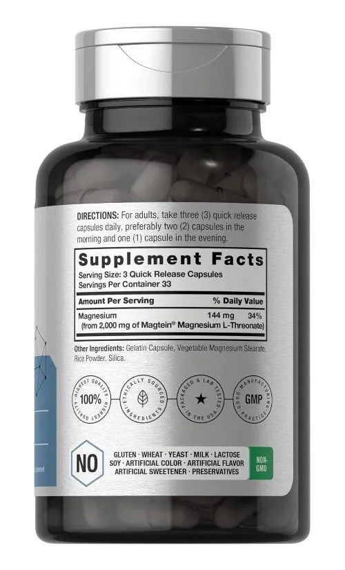 L-treonato de Magnesio | 2000 mg | 100 Capsulas